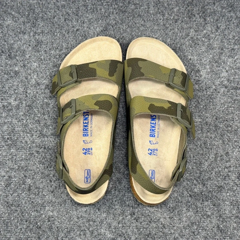 Birkenstock‎ Milano Sandals Men's 9 Desert Soil Camouflage Green Soft Footbed